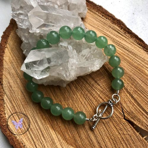 Green Aventurine Healing Bracelet With Silver Toggle Clasp